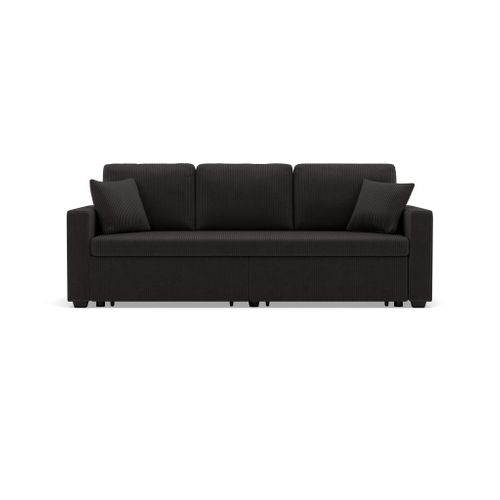 Cyrus - Canapé Droit 3 Places Convertible En Velours Côtelé