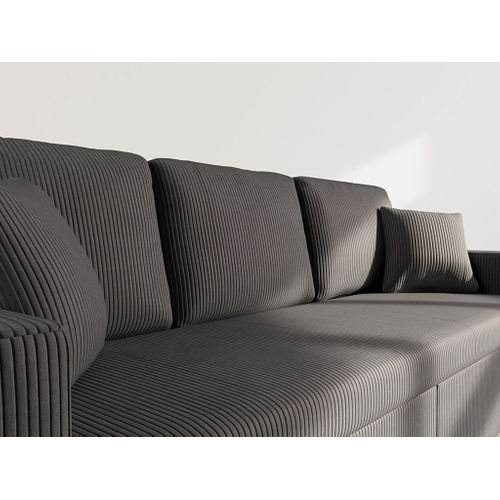 Cyrus - Canapé Droit 3 Places Convertible En Velours Côtelé