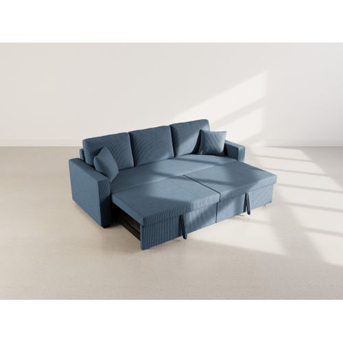 Cyrus - Canapé Droit 3 Places Convertible En Velours Côtelé