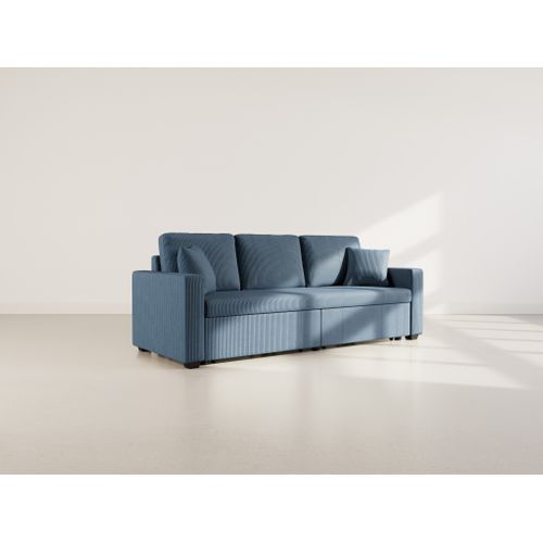Cyrus - Canapé Droit 3 Places Convertible En Velours Côtelé