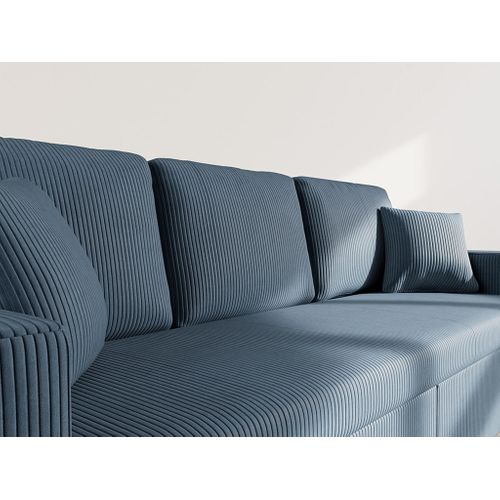 Cyrus - Canapé Droit 3 Places Convertible En Velours Côtelé