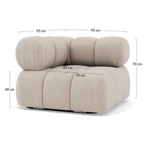 Ruby - Module D'assise D'angle Gauche En Velours Texturé