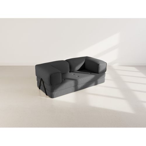 Canapé Droit Convertible 3 Places Poppy En Velours Côtelé Noir