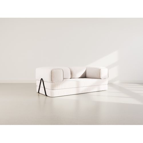 Canapé Droit Convertible 3 Places Poppy En Velours Côtelé Beige