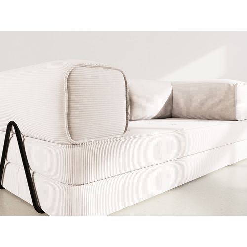 Canapé Droit Convertible 3 Places Poppy En Velours Côtelé Beige