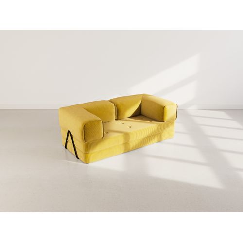 Canapé Droit Convertible 3 Places Poppy En Velours Côtelé Jaune