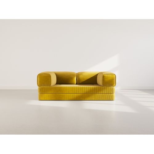 Canapé Droit Convertible 3 Places Poppy En Velours Côtelé Jaune