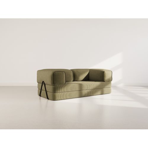 Canapé Droit Convertible 3 Places Poppy En Velours Côtelé Vert