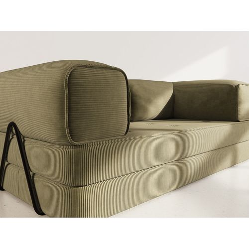 Canapé Droit Convertible 3 Places Poppy En Velours Côtelé Vert