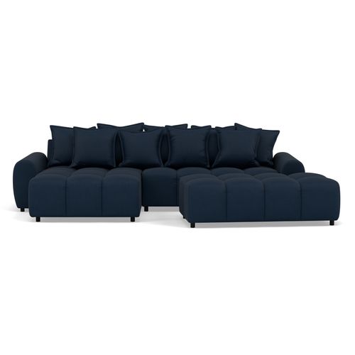 Adelaide - Canapé D'angle Réversible 4 Places Avec Pouf D'appoint En Tissu Texturé