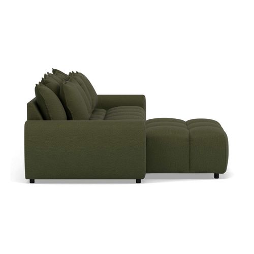 Adelaide - Canapé D'angle Réversible 4 Places Avec Pouf D'appoint En Tissu Texturé