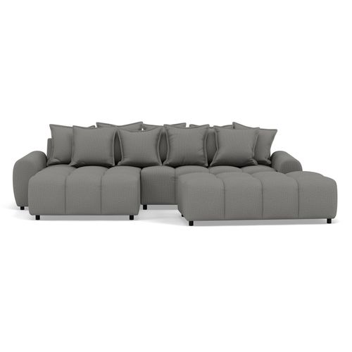 Adelaide - Canapé D'angle Réversible 4 Places Avec Pouf D'appoint En Tissu Texturé