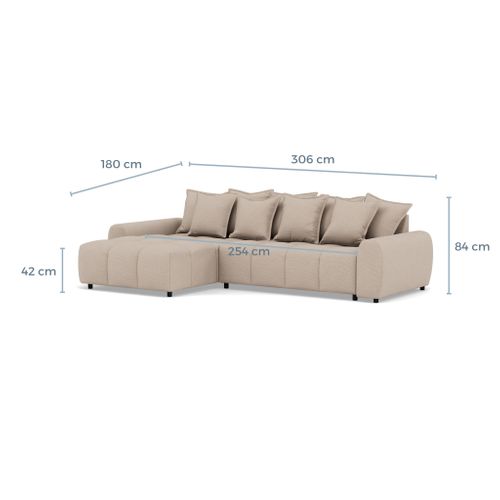 Adelaide - Canapé D'angle Réversible 4 Places Avec Pouf D'appoint En Tissu Texturé