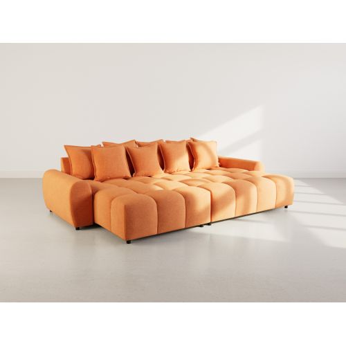 Adelaide - Canapé D'angle Réversible 4 Places Avec Pouf D'appoint En Tissu Texturé