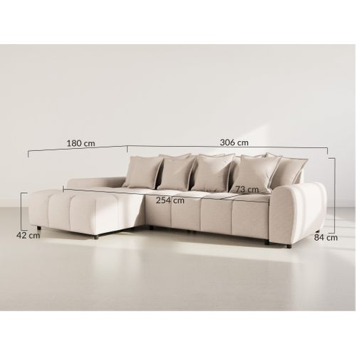 Adelaide - Canapé D'angle Réversible 4 Places Avec Pouf D'appoint En Tissu Texturé