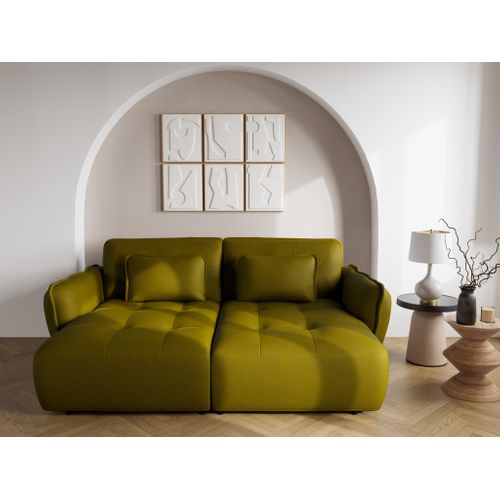 Thais - Canapé Droit 4 Places Avec Double Méridienne Assise Profonde En Tissu Texturé