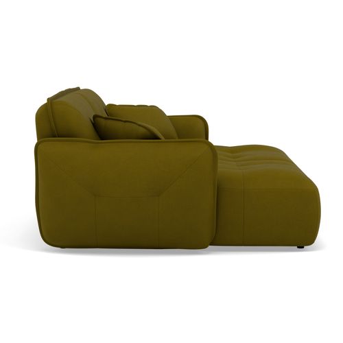 Thais - Canapé Droit 4 Places Avec Double Méridienne Assise Profonde En Tissu Texturé