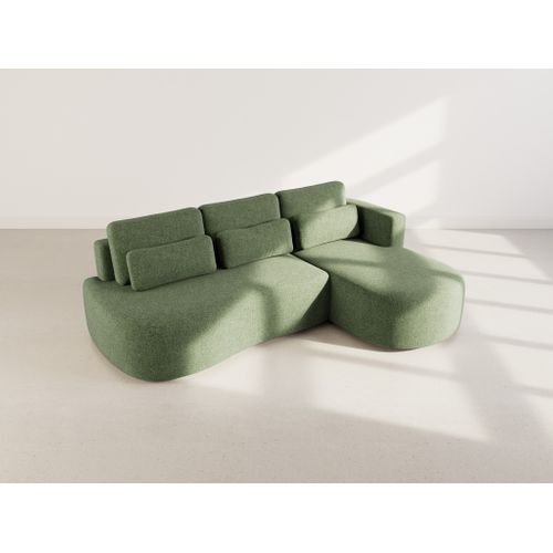 Canapé Angle Droit Convertible 4 Places Mahina En Tissu Texturé Vert