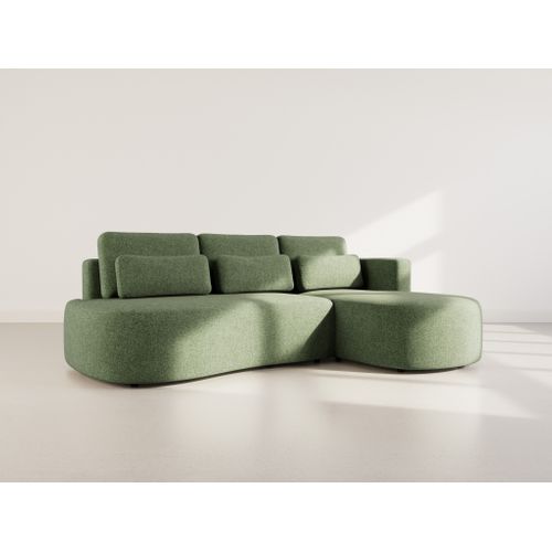 Canapé Angle Droit Convertible 4 Places Mahina En Tissu Texturé Vert