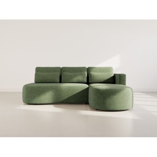 Canapé Angle Droit Convertible 4 Places Mahina En Tissu Texturé Vert