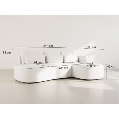 Canapé Angle Droit Convertible 4 Places Mahina En Tissu Texturé Vert