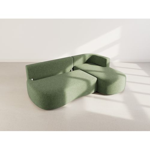 Canapé Angle Droit Convertible 4 Places Mahina En Tissu Texturé Vert