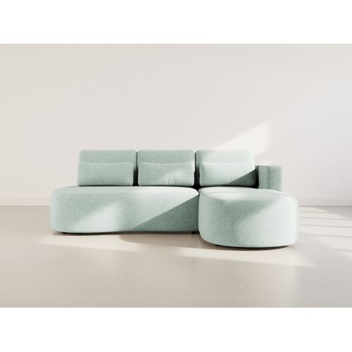 Canapé Angle Droit Convertible 4 Places Mahina En Tissu Texturé Bleu