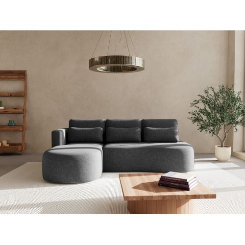 Canapé Angle Gauche Convertible 4 Places Mahina En Tissu Texturé Gris Anthracite