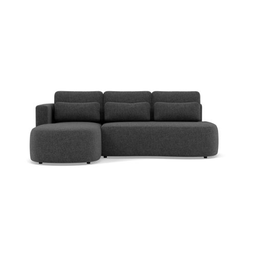 Canapé Angle Gauche Convertible 4 Places Mahina En Tissu Texturé Gris Anthracite