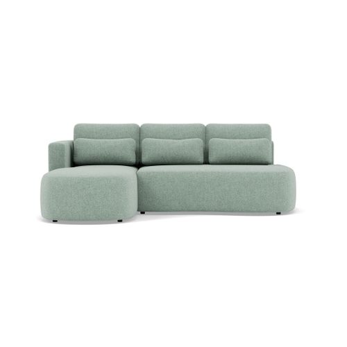 Canapé Angle Gauche Convertible 4 Places Mahina En Tissu Texturé Bleu