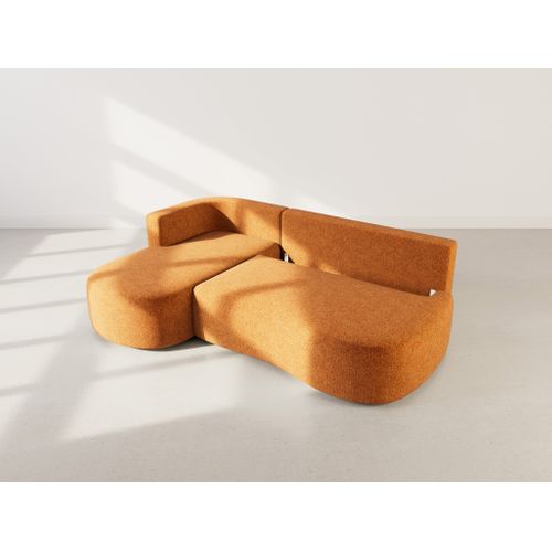 Canapé Angle Gauche Convertible 4 Places Mahina En Tissu Texturé Terracotta