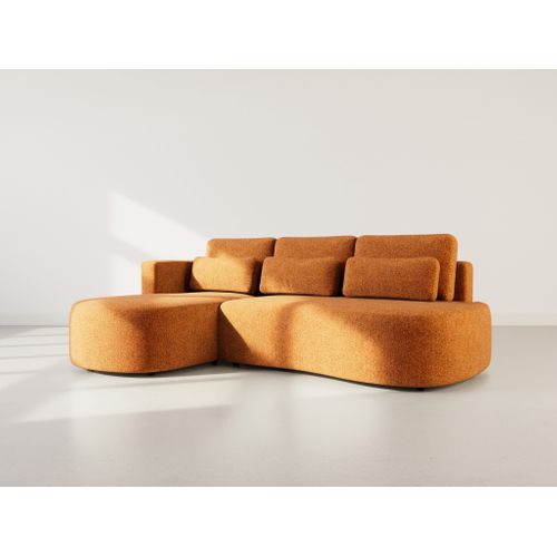 Canapé Angle Gauche Convertible 4 Places Mahina En Tissu Texturé Terracotta