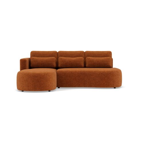 Canapé Angle Gauche Convertible 4 Places Mahina En Tissu Texturé Terracotta