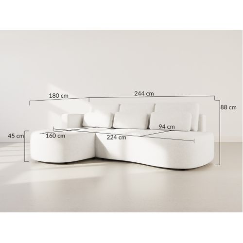 Canapé Angle Gauche Convertible 4 Places Mahina En Tissu Texturé Terracotta