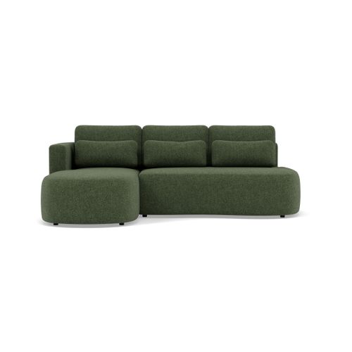 Canapé Angle Gauche Convertible 4 Places Mahina En Tissu Texturé Vert