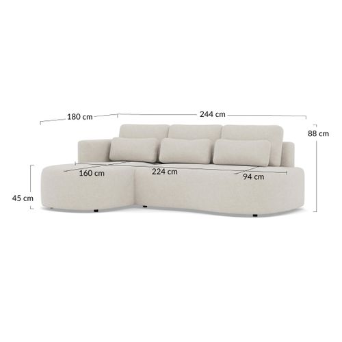 Canapé Angle Gauche Convertible 4 Places Mahina En Tissu Texturé Vert