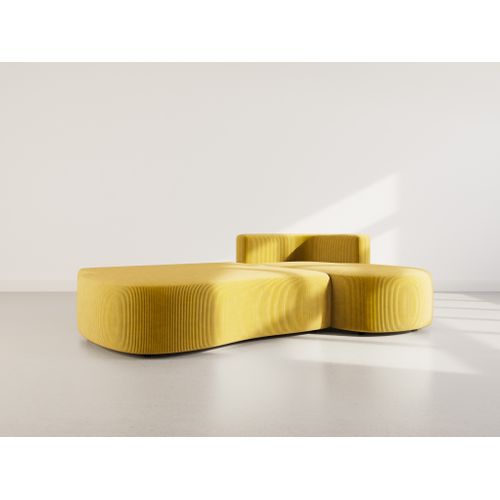 Canapé Angle Droit Convertible 4 Places Mahina En Velours Côtelé Jaune