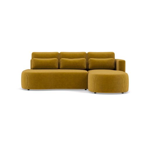 Canapé Angle Droit Convertible 4 Places Mahina En Velours Côtelé Jaune