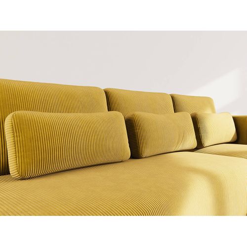 Canapé Angle Droit Convertible 4 Places Mahina En Velours Côtelé Jaune
