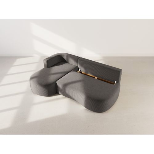 Canapé Angle Gauche Convertible 4 Places Mahina En Velours Côtelé Gris Foncé