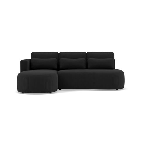 Canapé Angle Gauche Convertible 4 Places Mahina En Velours Côtelé Noir