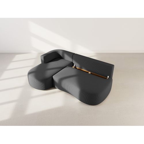 Canapé Angle Gauche Convertible 4 Places Mahina En Velours Côtelé Noir