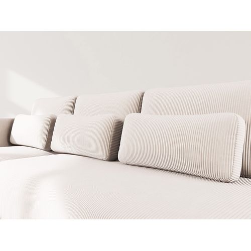 Canapé Angle Gauche Convertible 4 Places Mahina En Velours Côtelé Beige