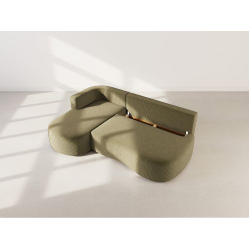 Canapé Angle Gauche Convertible 4 Places Mahina En Velours Côtelé Vert