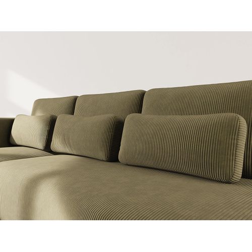 Canapé Angle Gauche Convertible 4 Places Mahina En Velours Côtelé Vert