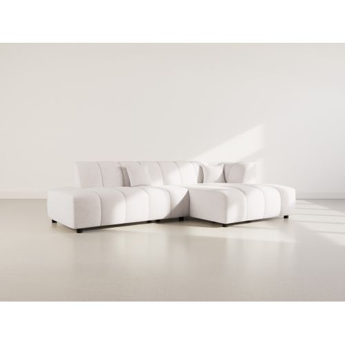 Curtis - Canapé D'angle Droit 4 Places Sans Accoudoir En Tissu Texturé Beige