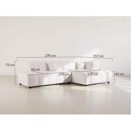 Curtis - Canapé D'angle Droit 4 Places Sans Accoudoir En Tissu Texturé Beige