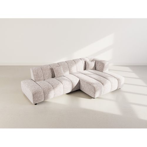 Curtis - Canapé D'angle Droit 4 Places Sans Accoudoir En Tissu Texturé Taupe
