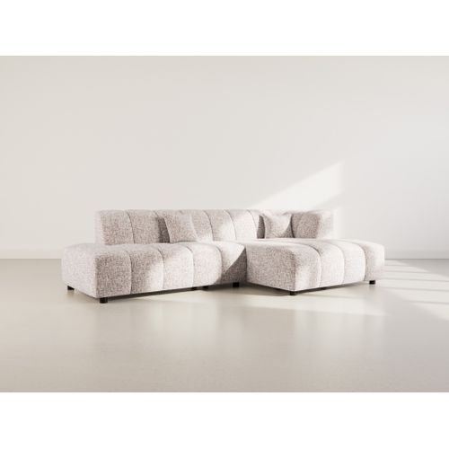 Curtis - Canapé D'angle Droit 4 Places Sans Accoudoir En Tissu Texturé Taupe