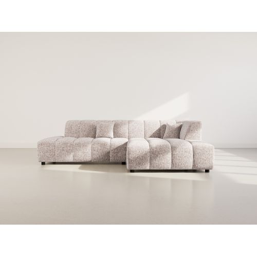 Curtis - Canapé D'angle Droit 4 Places Sans Accoudoir En Tissu Texturé Taupe